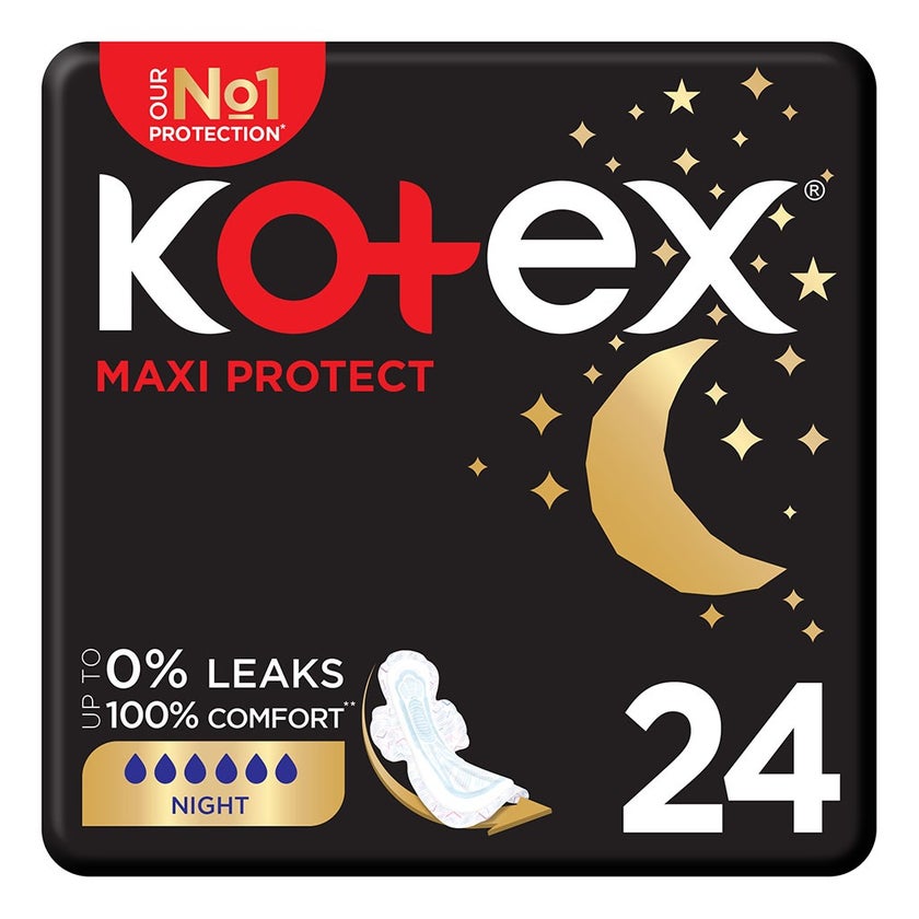 Kotex Maxi Pads Night With Wings 24's