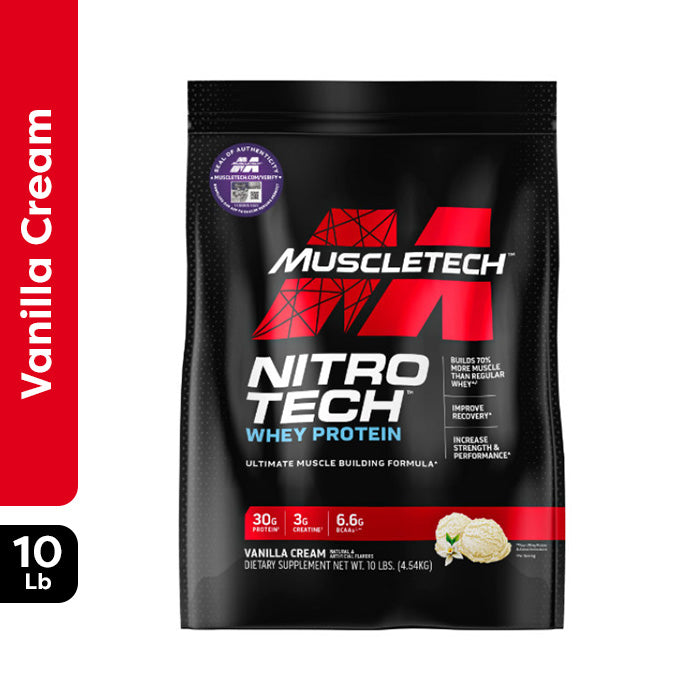 Muscletech Nitro Tech Whey Protein, Vanilla, 10 LB