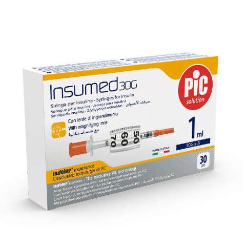 INSUMED 1ML SYRINGES FOR INSULIN 30GX8MM 30'S