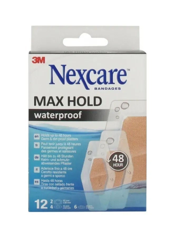 NEXCARE MAX HOLD WTPRF BAND ASORT 12/PACK