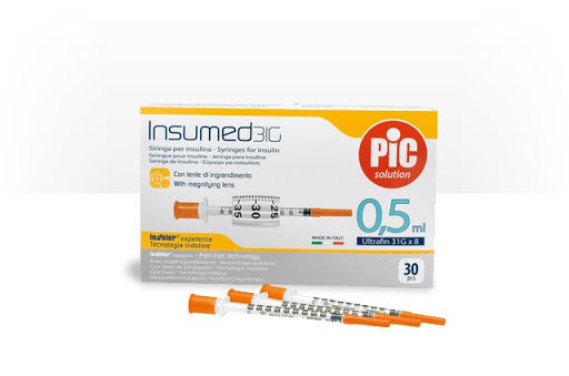 INSUMED 0.5ML SYRINGES FOR INSULIN 31GX8MM-30'S