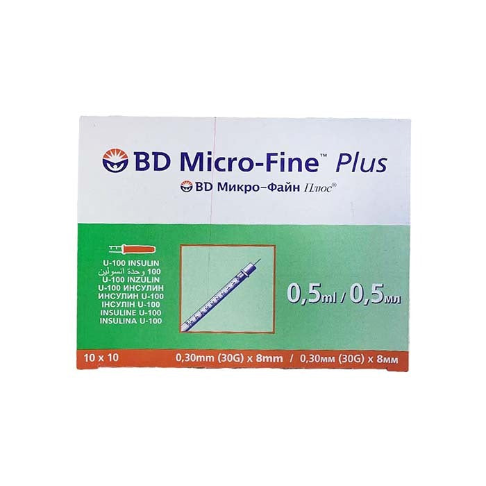 BD MICRO FINE PLUS INSULIN SYRINGE 30GX8MM 0.5ML 100S