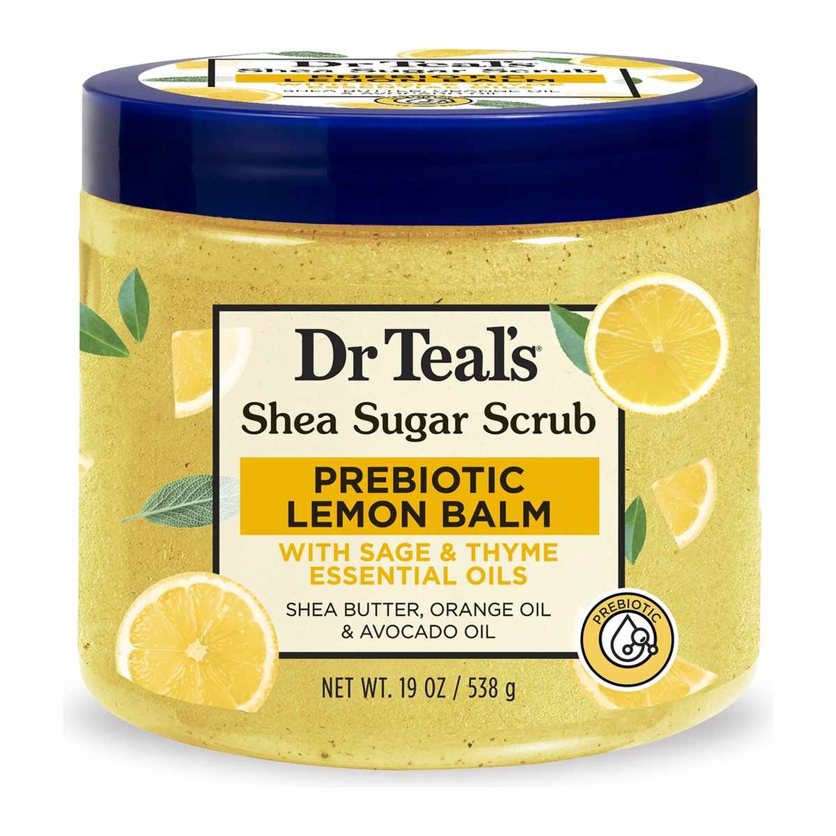 DR TEALS SHEA SUGAR SCRUB PREBIOTIC LEMON BALM 538