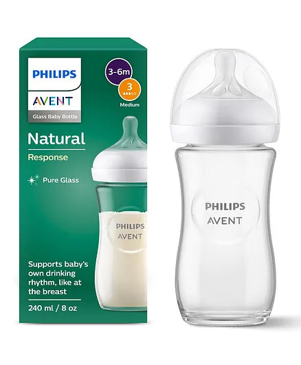 PHILIPIS AVENT SCY933/01 NATURAL 3.0 FEEDING GLASS BABY BOTTLE 240ML