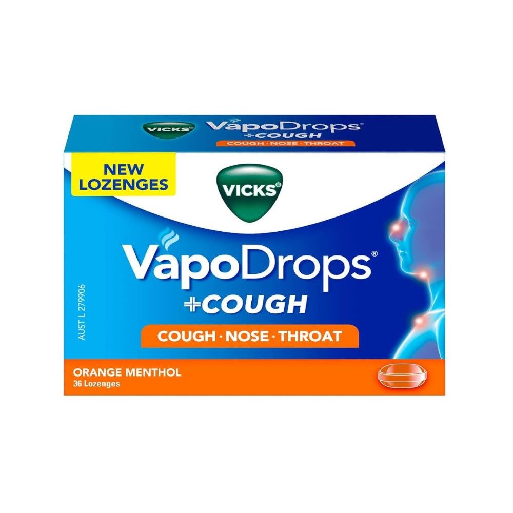 Vicks VapoDrops Orange Menthol Lozenges, 36x2.5g