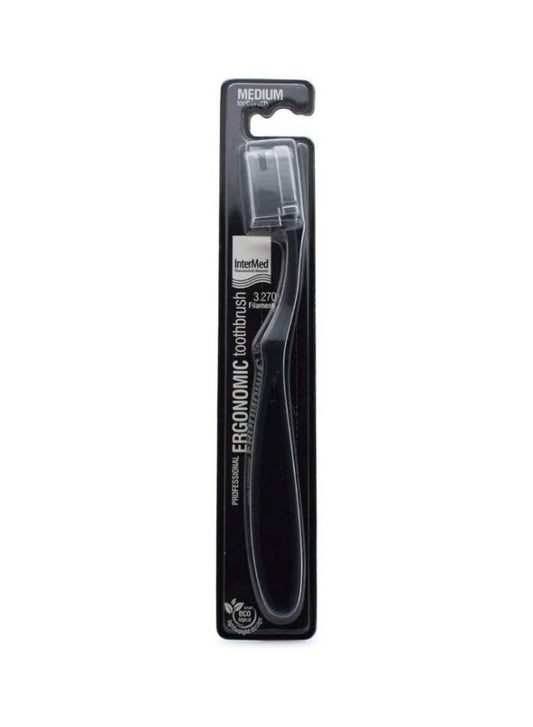 ERGONOMIC MEDIUM BLACK TOOTHBRUSH