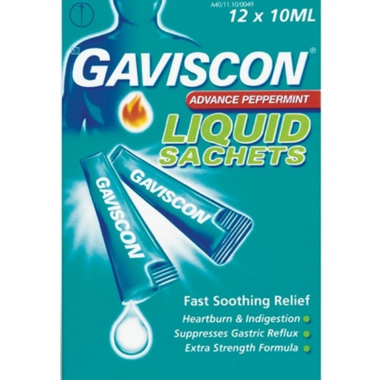 GAVISCON ADVANCE PEPPERMINT LIQUID SACHETS 12'S