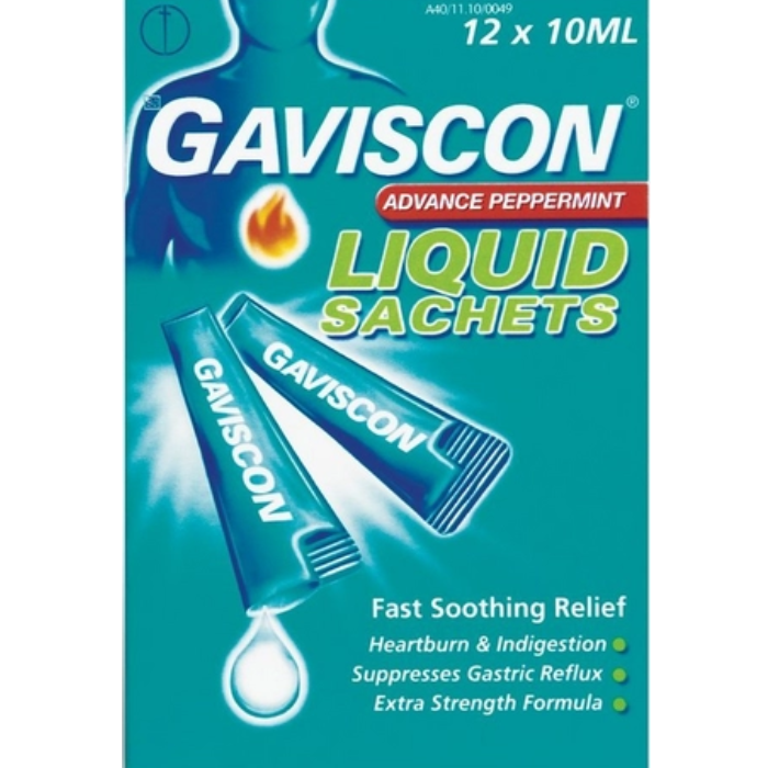 GAVISCON ADVANCE PEPPERMINT LIQUID SACHETS 12'S