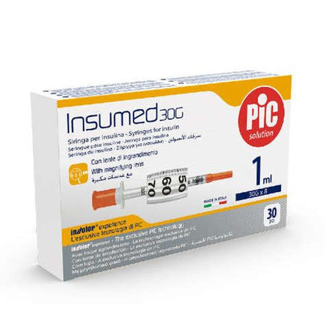 INSUMED 1ML SYRINGES FOR INSULIN 30GX8MM 30'S