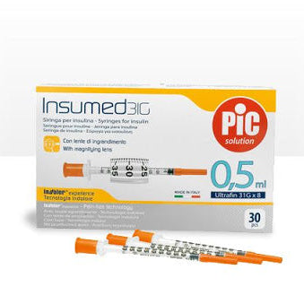 INSUMED 0.5ML SYRINGES FOR INSULIN 31GX8MM-30'S