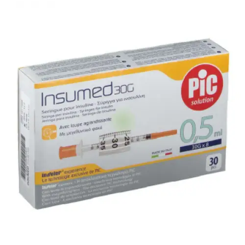 INSUMED 0.5ML SYRINGES FOR INSULIN 30GX8MM 30'S