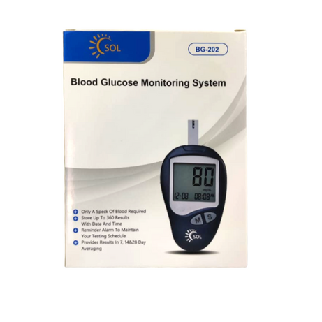 SOL BLOOD GLUCOSE MONITORING DEVICE + 25 STRIPS