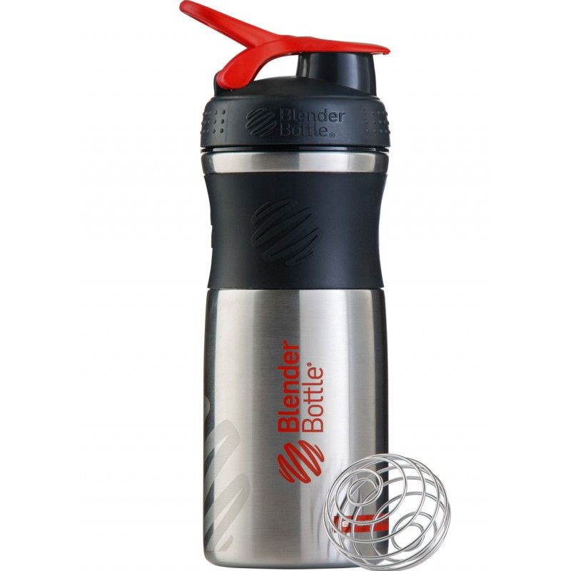 BLENDERBOTTLE SPORTMIXER STAINLESS STEEL-BLACK/RED 28 OZ