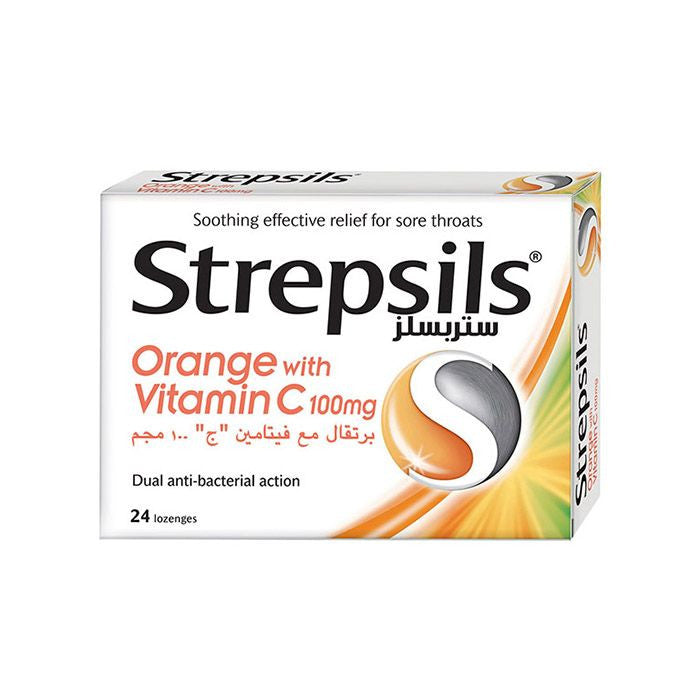 STREPSILS ORANGE WITH VIT C 100MG 24LOZ