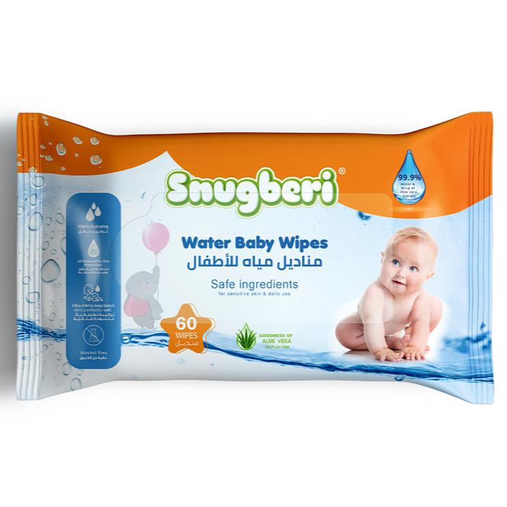 SNUGBERI WATER BABY WIPES 60,S