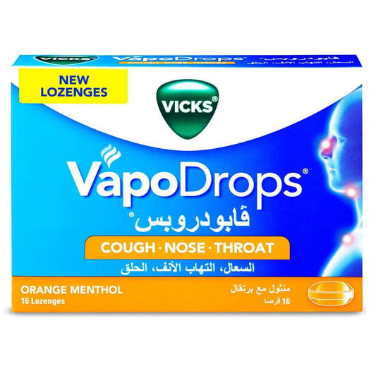 VICKS DROPS ORANGE MENTHOL LOZENGES 16's