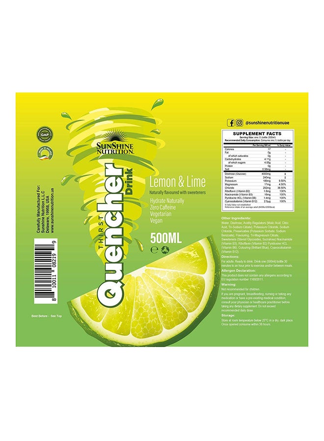 SUNSHINE THIRST QUENCHER DRINK LEMON & LIME 500ML