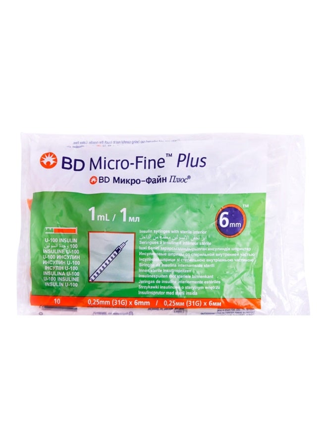 BD MICRO FINE PLUS INSULIN SYRINGE 31GX6MM 1ML 100S