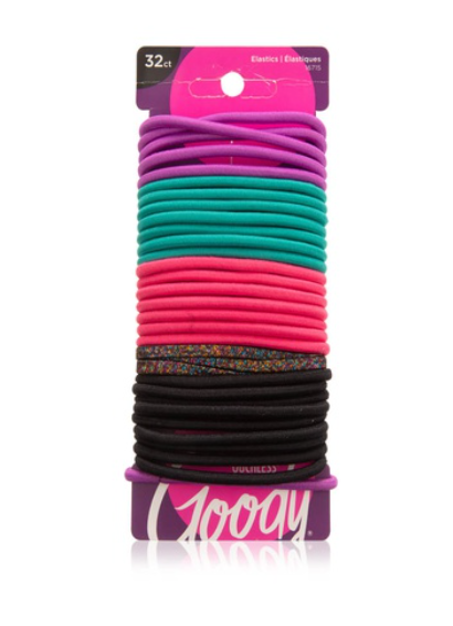 Goody Ouchless Braided Elastics Dark Multi Glitter 32 Pieces