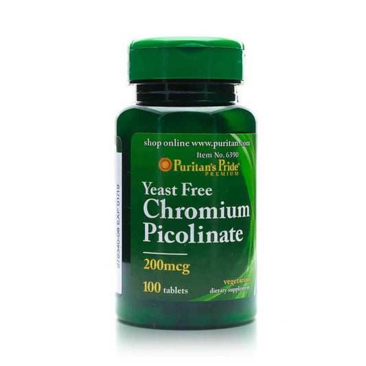 Puritan's Pride Chromium Picolinate 200mg Tablets, 100 Tabs
