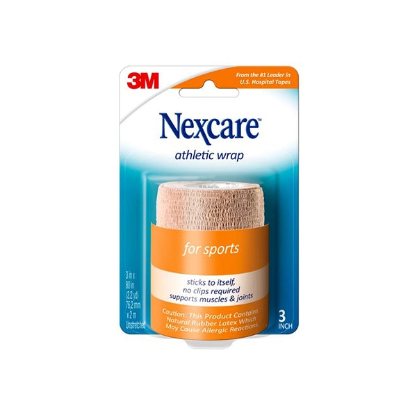 Nexcare Athletic self-adhering elastic Wrap Tan, 7,5 cm x 4,5 m stretched, 1 roll/pack