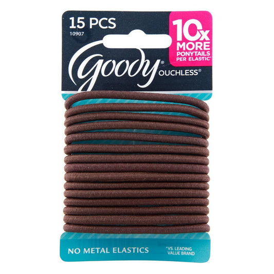 Goody Ouchless Braided Elastics Brown 15Ct # 1941204/2088800/3000164