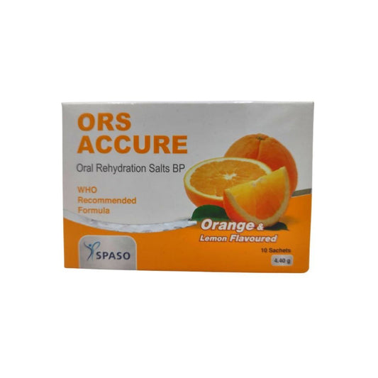 Spaso Ors Accure Oral Rehydration Salts Orange & Lemon Flavored, 10 Sachets