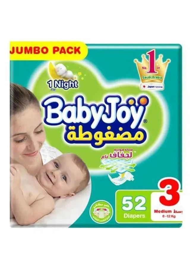 BABYJOY MEDIUM DIAPER SIZE 3 JUMBO PACK 52S