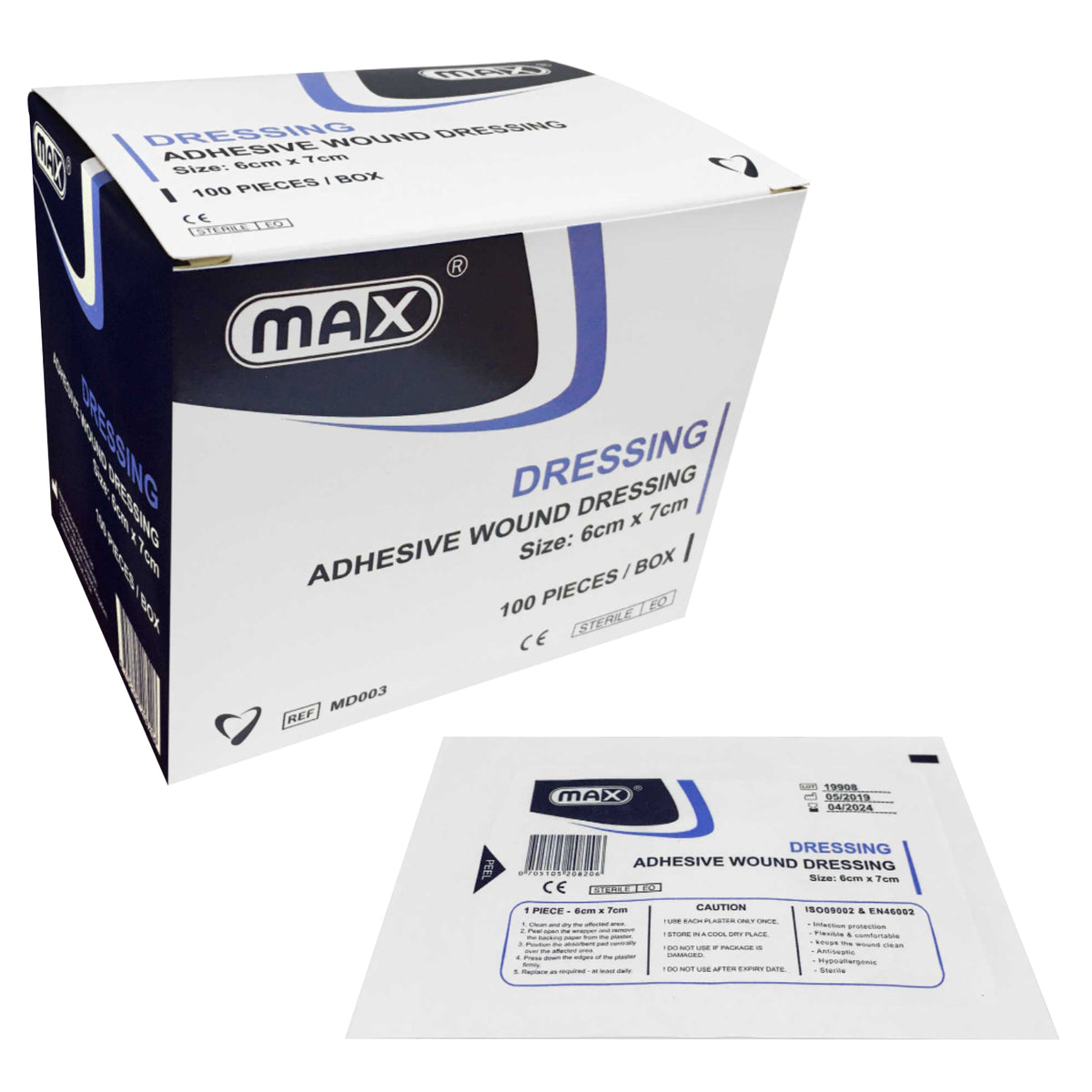 MAX WOUND ADHESIVE 6CM 7CM DRESSING 100PC BOX