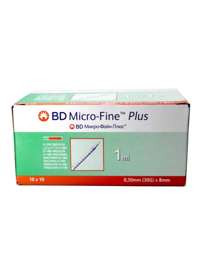 BD MICRO FINE PLUS INSULIN SYRINGE 30GX8MM 1ML 100S