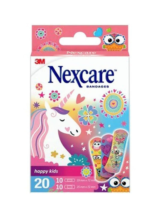 Nexcare Happy Kids Plasters For Girls, 20 Pcs