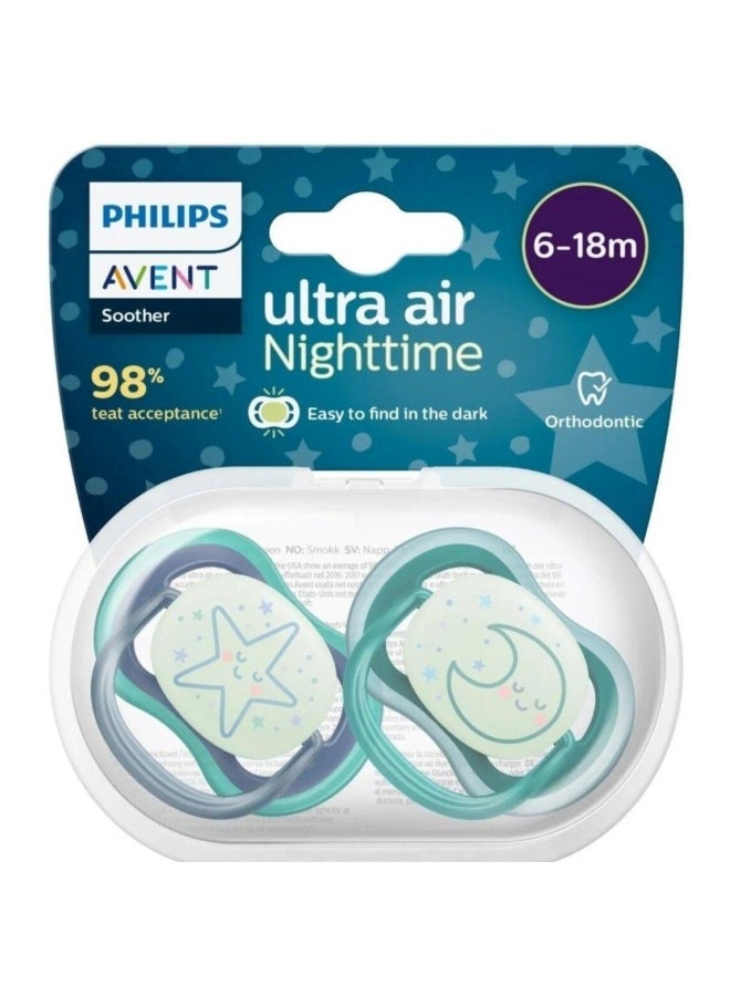 PHILIPIS AVENT SCF376/13 ULTRA AIR NIGHT TIME PACIFIER 6-18M BOY*2