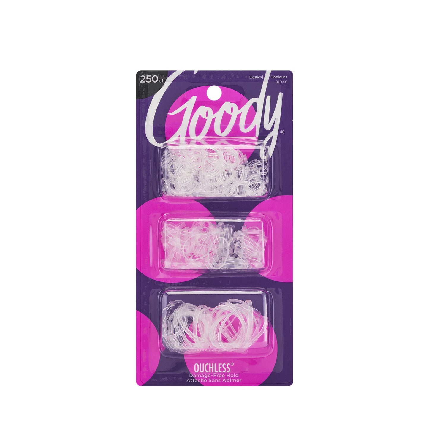 Goody Ouchless Multi Clear Ponyband Elastics, 250 Pieces