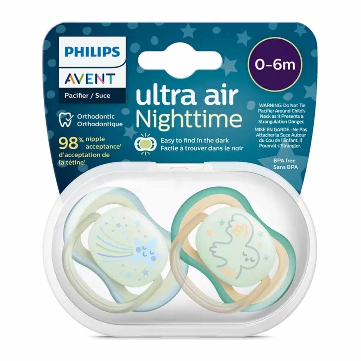 PHILIPIS AVENT SCF376/18 ULTRA AIR NIGHT TIME PACIFIER 0-6M BOY