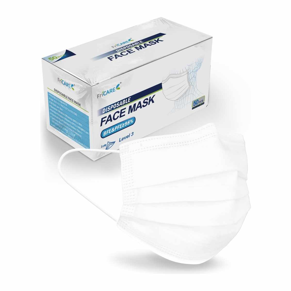 FACE MASK WHITE 3 PLY 50 PCS