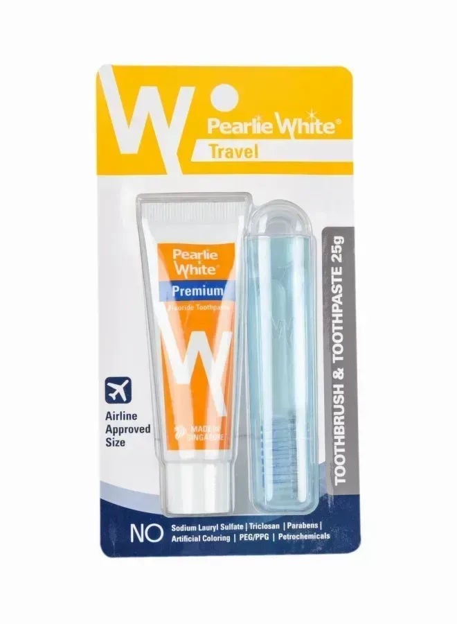 PEARLIE WHITE TRAVEL TOOTHBRUSH TOOTHPASTE 25G