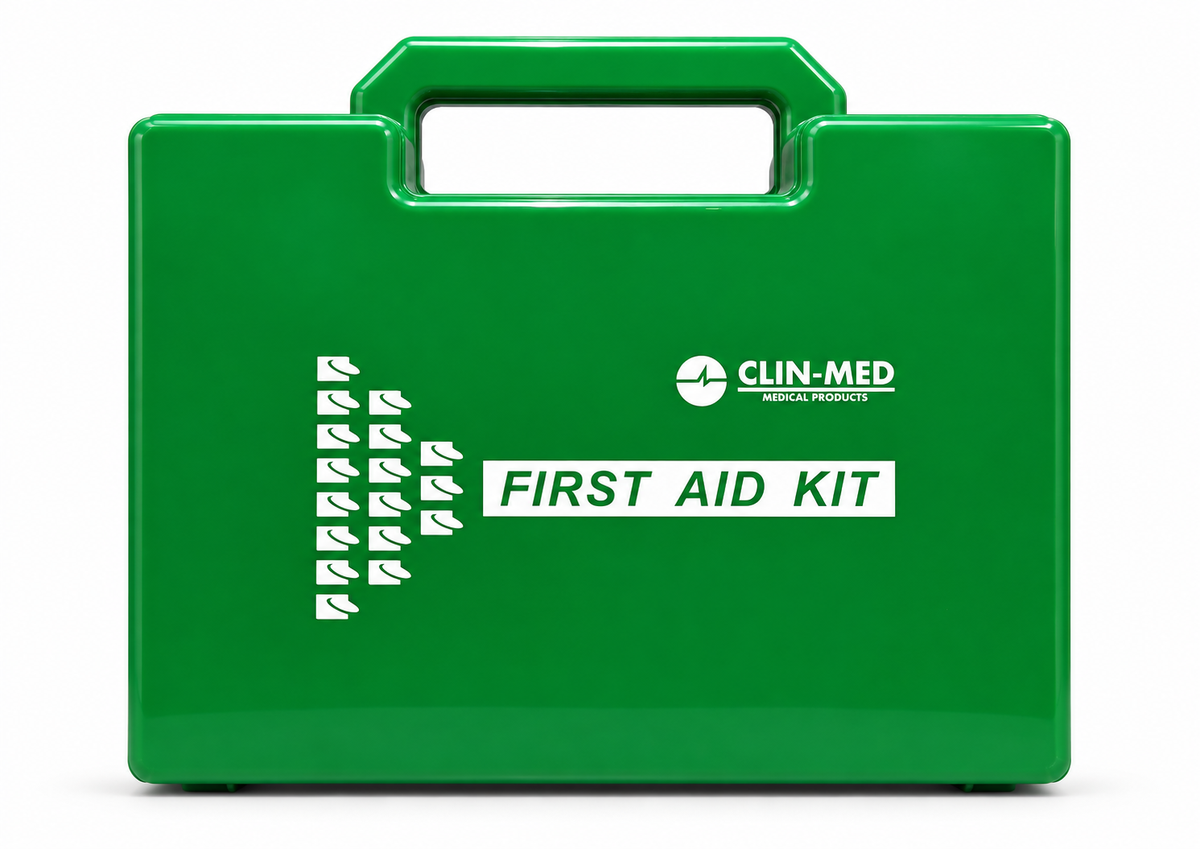 CLIN-MED FIRST AID BOX 15 PERSONS GREEN