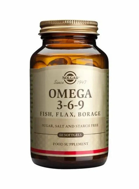 SOLGAR OMEGA 3-6-9 FISH FLAX BORAGE SOFTGELS 60'S