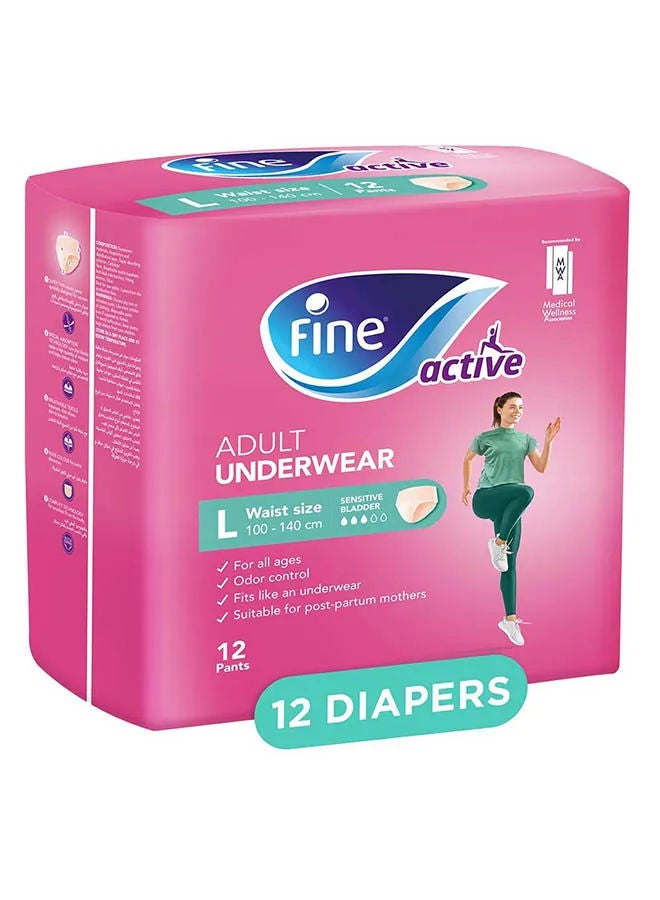 Active Adult Diaper For Women, L, 12 Pcs